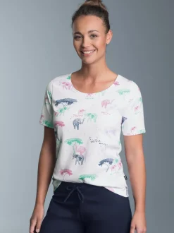 T-Shirt mit Allover Safari-Print Weiss