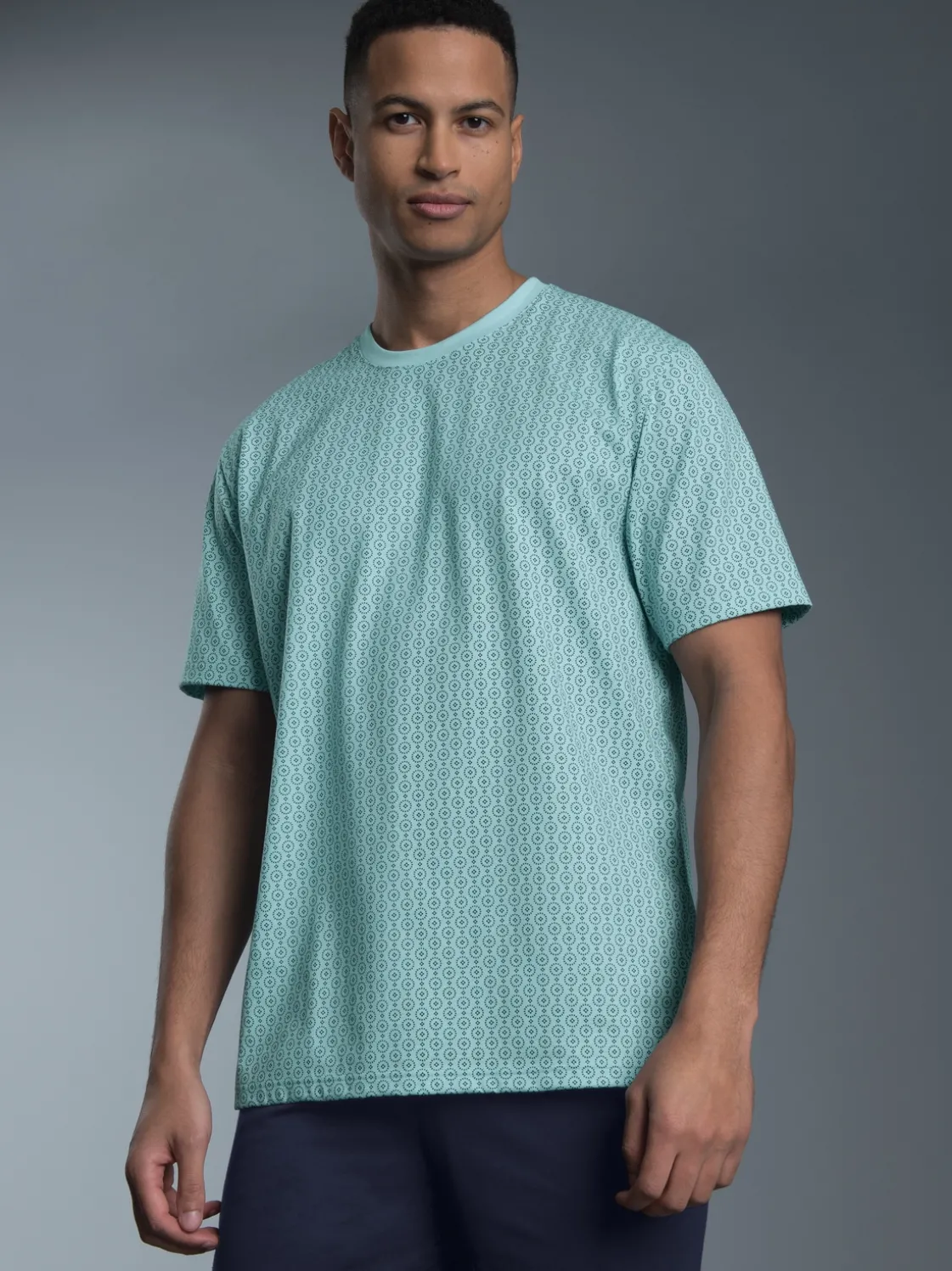 T-Shirt mit Allover Vintage-Muster Gletscher