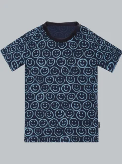 T-Shirt mit Allover-Smiley-Print Navy