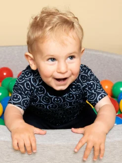 T-Shirt mit Allover-Smiley-Print Navy