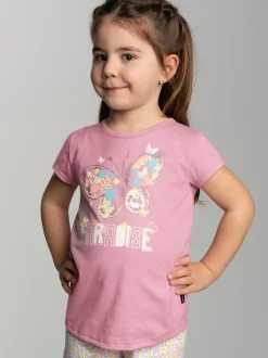 T-Shirt mit buntem Schmetterling-Printmotiv Lilie