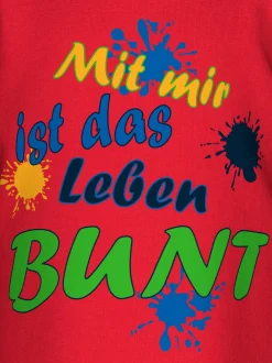T-Shirt mit buntem Spruch-Print Kirsch