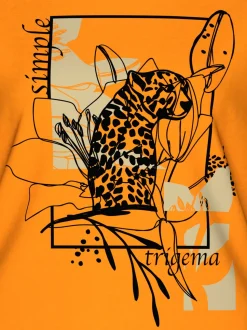 T-Shirt mit floralem Leo-Print Curry