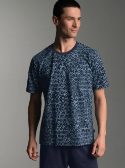 T-Shirt mit freundlichem Smiley-Muster Navy
