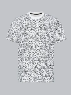 T-Shirt mit freundlichem Smiley-Muster Weiss