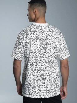 T-Shirt mit freundlichem Smiley-Muster Weiss