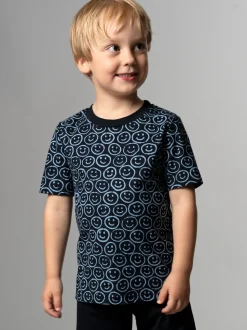 T-Shirt mit freundlichem Smiley-Muster Navy