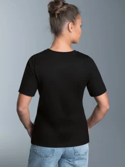 T-Shirt mit glitzerndem Leopardenprint Schwarz
