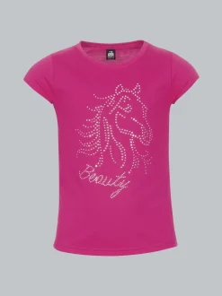 T-Shirt mit Glitzer-Pferd Hibiskus