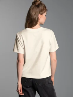 T-Shirt mit goldenem Leo-Herz-Print Natur