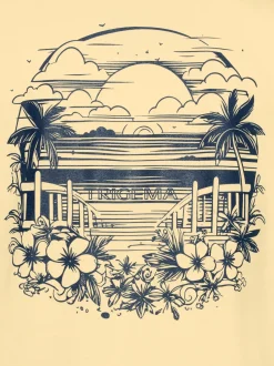 T-Shirt mit großem Backprint Vanille