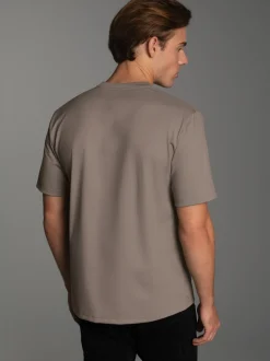 T-Shirt mit großem Hirsch-Printmotiv Taupe