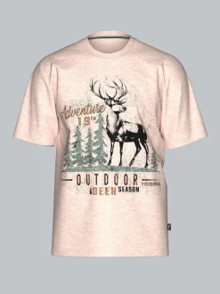 T-Shirt mit großem Hirsch-Printmotiv Sand-melange