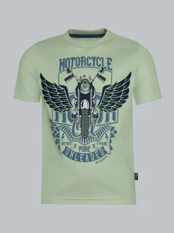 T-Shirt mit großem Motorrad-Printmotiv Green tea