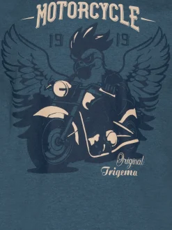 T-Shirt mit großem Motorrad-Printmotiv Jeans-melange