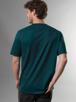 T-Shirt mit Knopfleiste DELUXE Baumwolle Saphir