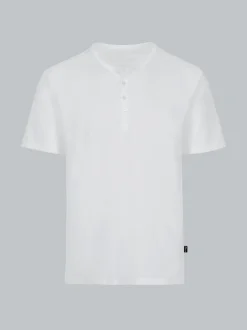 T-Shirt mit Knopfleiste DELUXE Baumwolle Weiss