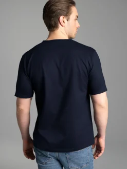 T-Shirt mit Knopfleiste DELUXE Baumwolle Navy
