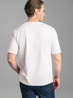 T-Shirt mit Knopfleiste DELUXE Baumwolle Weiss