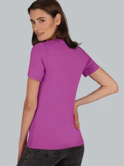 T-Shirt mit Kristallsteinen Fuchsia
