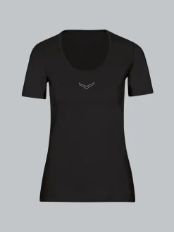 T-Shirt mit Kristallsteinen Schwarz