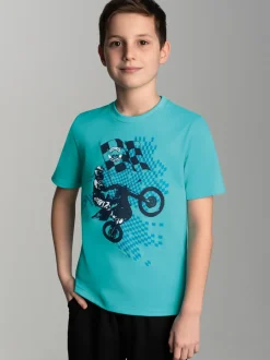 T-Shirt mit lässigem Motocross-Print Mint