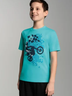 T-Shirt mit lässigem Motocross-Print Mint