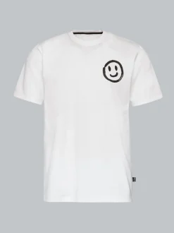 T-Shirt mit lustigem Smiley-Printmotiv Weiss