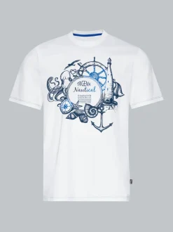 T-Shirt mit maritimem Printmotiv Weiss