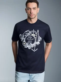 T-Shirt mit maritimem Printmotiv Navy