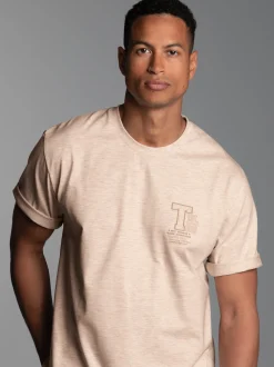 T-Shirt mit modischem Printmotiv Sand-melange
