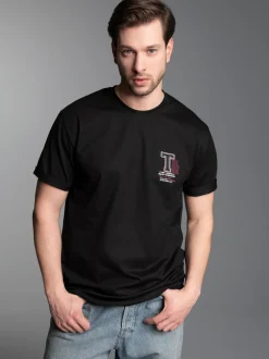 T-Shirt mit modischem Printmotiv Schwarz
