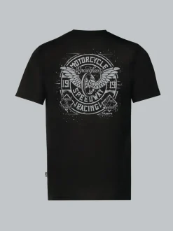 T-Shirt mit Motorrad-Printmotiven Schwarz