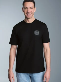 T-Shirt mit Motorrad-Printmotiven Schwarz