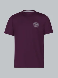 T-Shirt mit Motorrad-Printmotiven Aubergine