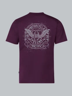T-Shirt mit Motorrad-Printmotiven Aubergine