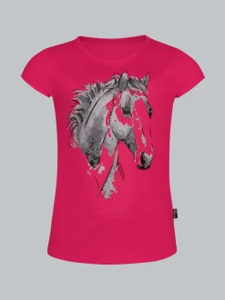 T-Shirt mit niedlichem Pferdemotiv Koralle