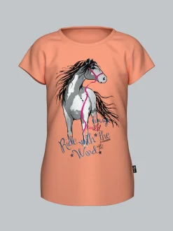 T-Shirt mit Pferd Apricot