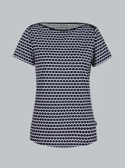T-Shirt mit schickem Pünktchen-Muster Navy