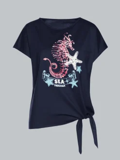 T-Shirt mit Seepferdchen-Printmotiv Navy
