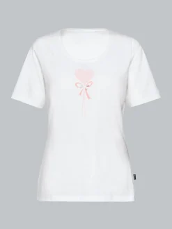 T-Shirt mit süßem Herzchen-Printmotiv Weiss