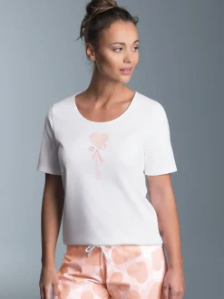 T-Shirt mit süßem Herzchen-Printmotiv Weiss