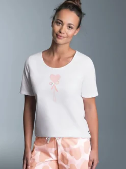 T-Shirt mit süßem Herzchen-Printmotiv Weiss