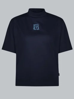 T-Shirt mit Stehkragen Navy