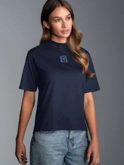 T-Shirt mit Stehkragen Navy