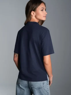 T-Shirt mit Stehkragen Navy