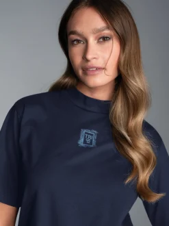 T-Shirt mit Stehkragen Navy