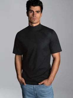 T-Shirt mit Stehkragen Schwarz