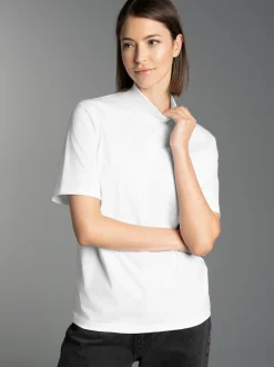 T-Shirt mit Stehkragen Weiss