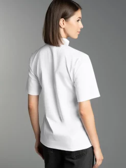T-Shirt mit Stehkragen Weiss
